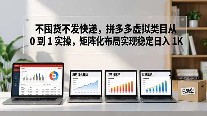 不囤货不发快递，拼多多虚拟类目从 0 到 1 实操，矩阵化布局实现稳定日入 1K-微众资源