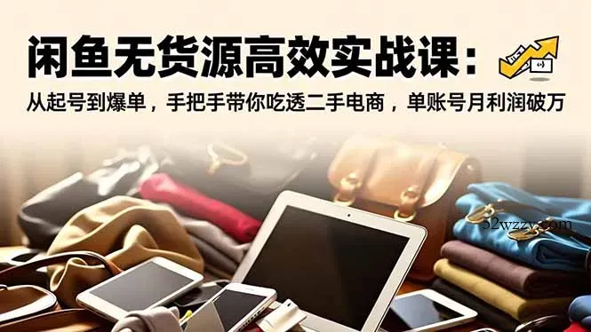 闲鱼无货源高效实战课：从起号到爆单，手把手带你吃透二手电商，单账号月利润破万-微众资源