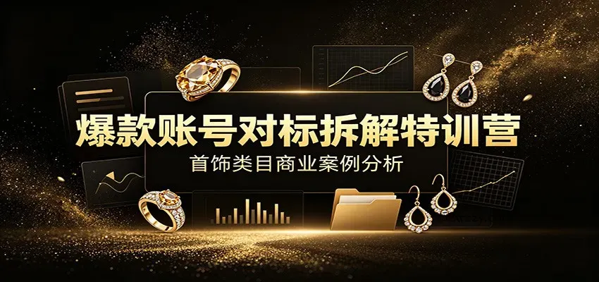 爆款账号对标拆解特训营：首饰类目商业案例分析，配套完整资料内容-微众资源
