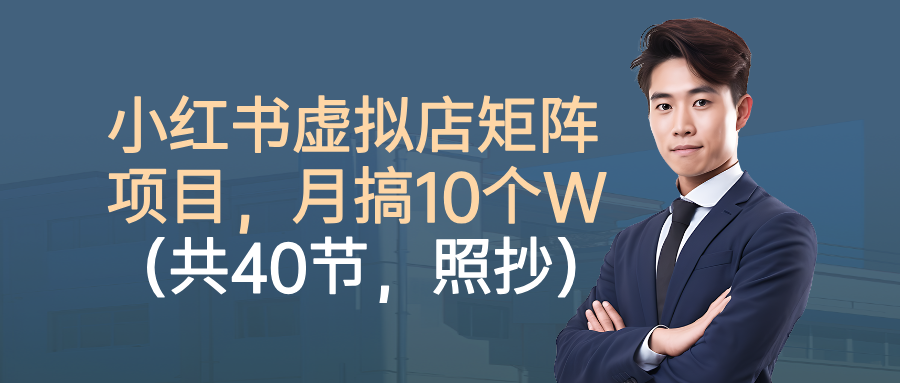 小红书虚拟店矩阵项目，月搞10W(共40节，照抄照做)-微众资源