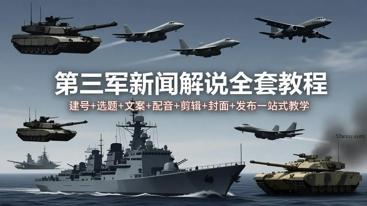 第三军迷新闻解说全套教程：建号+选题+文案+配音+剪辑+封面+发布一站式教学-微众资源