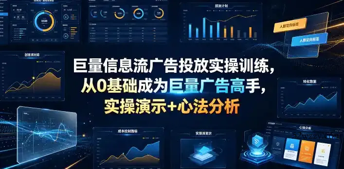 巨量信息流广告投放实操训练,从0基础成为巨量广告高手,实操演示+心法分析-微众资源