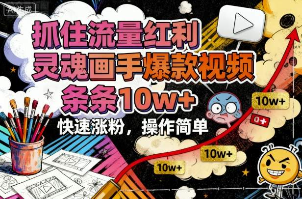 抓住流量红利，灵魂画手爆款视频，条条10w+，快速涨粉，操作简单-微众资源