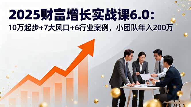 2025财富增长实战课6.0：10万起步+7大风口+6行业案例，小团队年入200万-微众资源