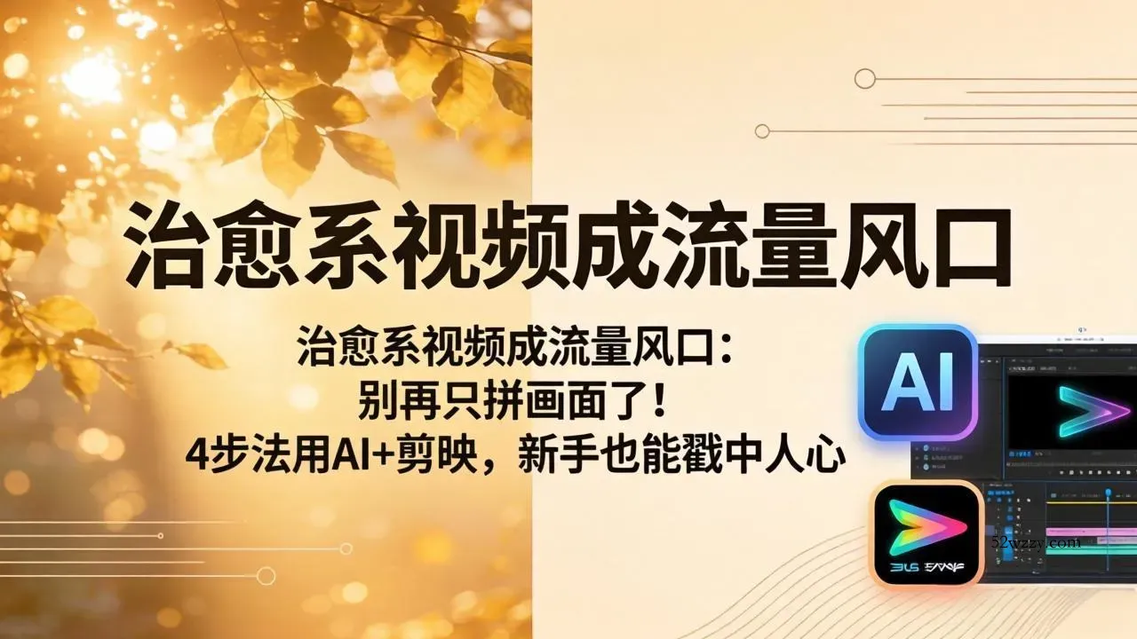 治愈系视频成流量风口：别再只拼画面了！4步法用AI+剪映，新手也能戳中人心-微众资源