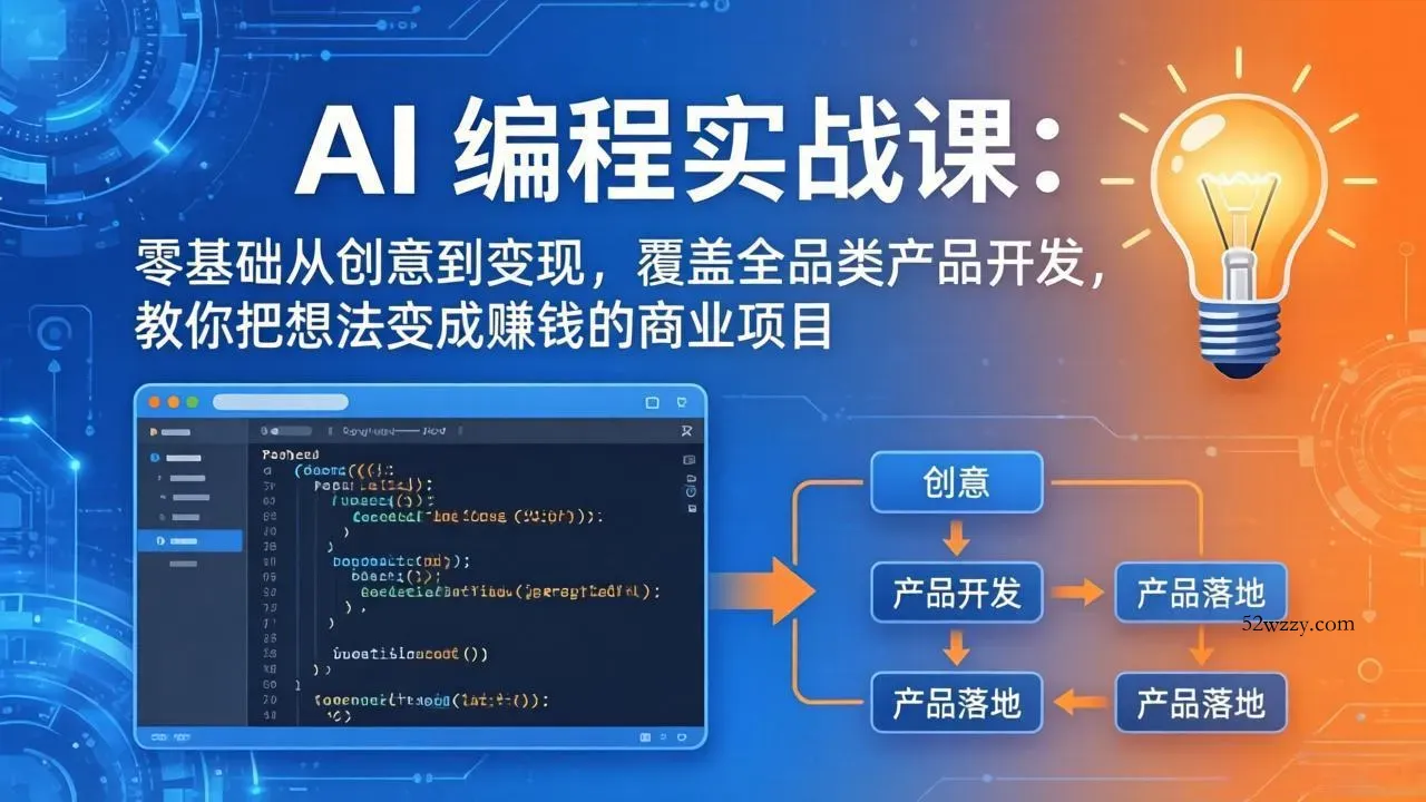 AI编程实战课-第三期-5月3更新：零基础从创意到变现，覆盖全品类产品开发，把想法变成赚钱项目-微众资源