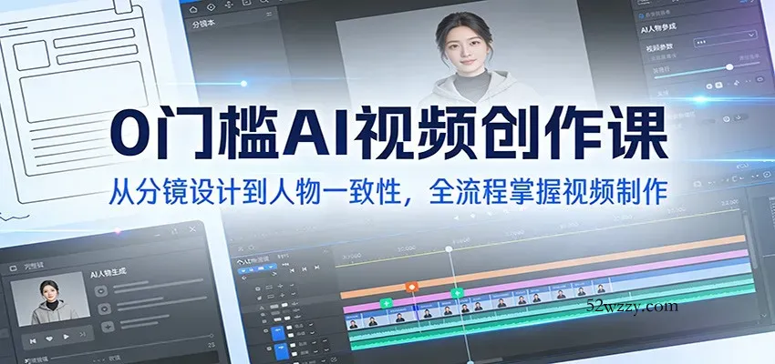 0门槛AI视频创作课：从分镜设计到人物一致性，全流程掌握视频制作-微众资源