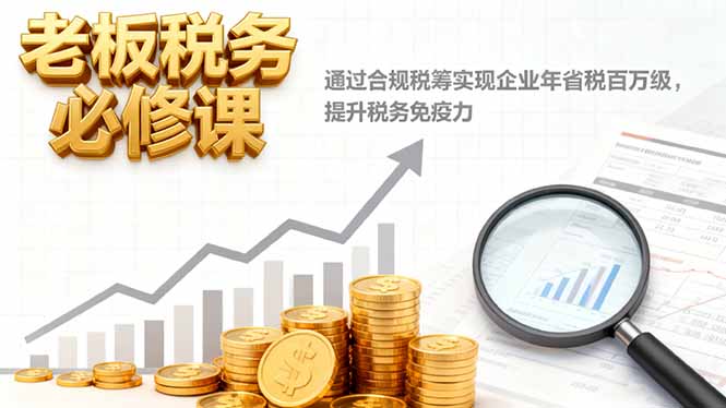 老板税务必修课,通过合规税筹实现企业年省税百万级,提升税务免疫力-微众资源