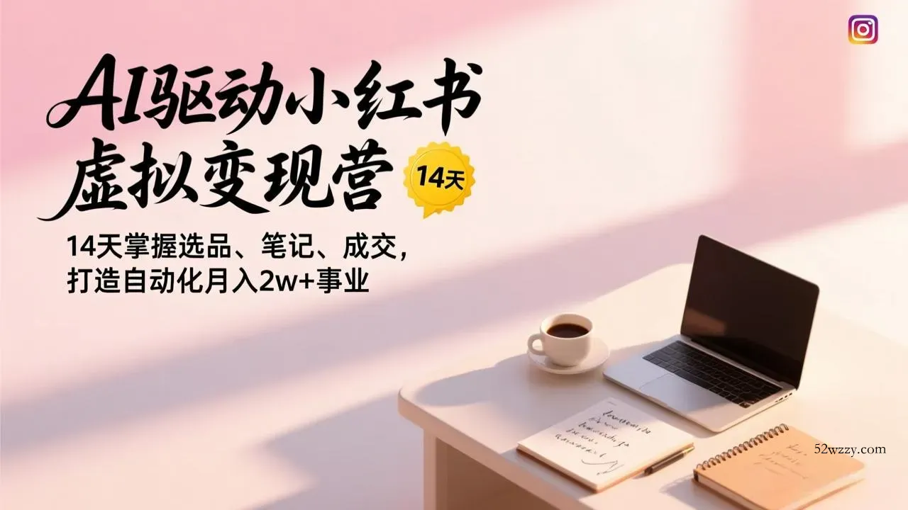 AI驱动小红书虚拟变现营，14天掌握选品、笔记、成交，打造自动化月入2w+事业-微众资源