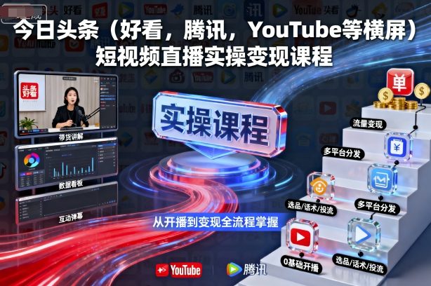 今日头条(好看，腾讯，YouTube等横屏)短视频直播实操变现课程-微众资源