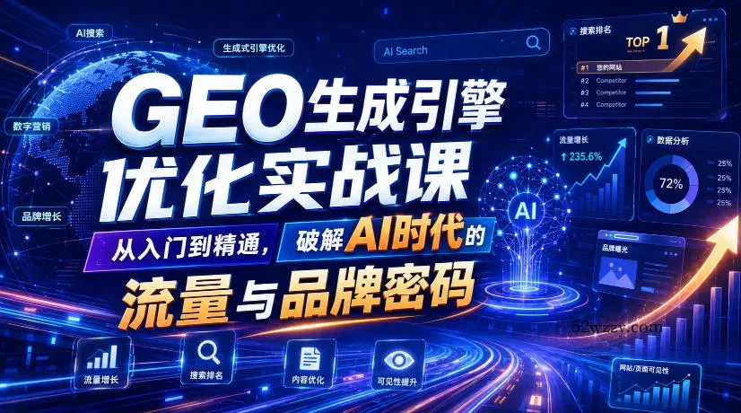 GEO生成引擎优化实战课，从入门到精通，破解AI时代的流量与品牌密码-微众资源