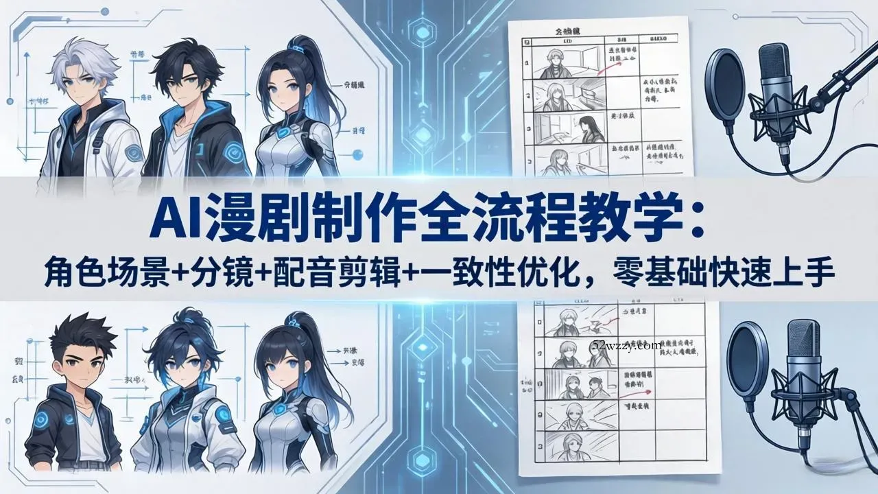 AI漫剧制作全流程教学：角色场景+分镜+配音剪辑+一致性优化，零基础快速上手-微众资源