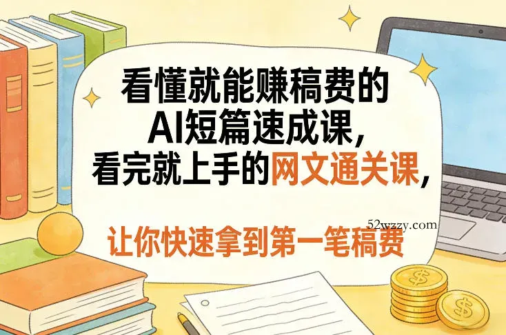 看懂就能賺稿费的AI短篇速成课，看完就上手的网文通关课，让你快速拿到第一笔稿费-微众资源