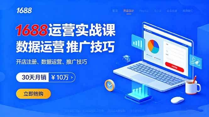 1688运营实战课：开店注册、数据运营、推广技巧，30天月销破10万+-微众资源
