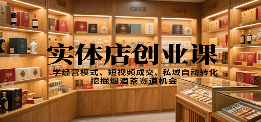 实体店创业课：学经营模式、短视频成交、私域自动转化，挖掘烟酒茶赛道机会-微众资源