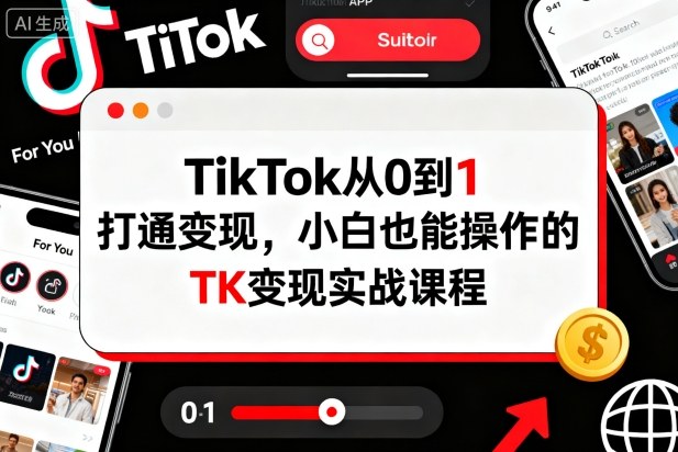 TikTok从0到1打通变现，小白也能操作的TK变现实战课程-微众资源