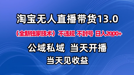淘宝无人直播13.0，公域私域技术，不封号，不违规布局下半年旺季赛道，日入1K+(独家技术)【揭秘】-微众资源
