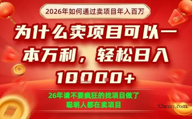 一单净利润1K+，26年想年入100个W，死磕卖项目就够了【揭秘】-微众资源