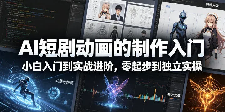 AI短剧动画的制作入门，小白入门到实战进阶，零起步到独立实操-微众资源