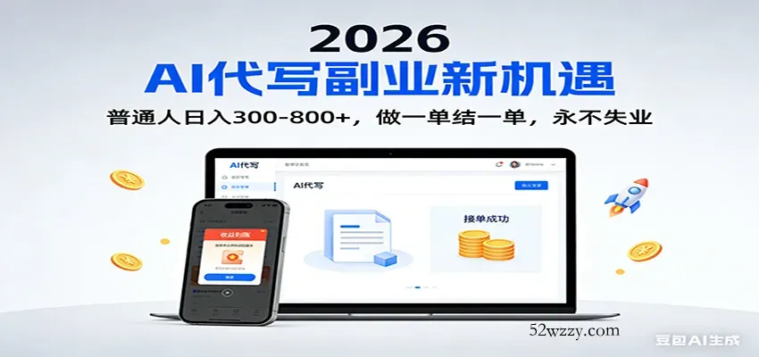2026 副业首选!AI 代写日入 300-800,普通人0门槛,做一单结一单!-微众资源