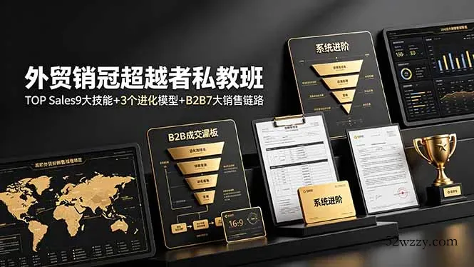 外贸销冠超越者私教班：TOP Sales9大技能+3个进化模型+B2B7大销售链路，系统进阶-微众资源