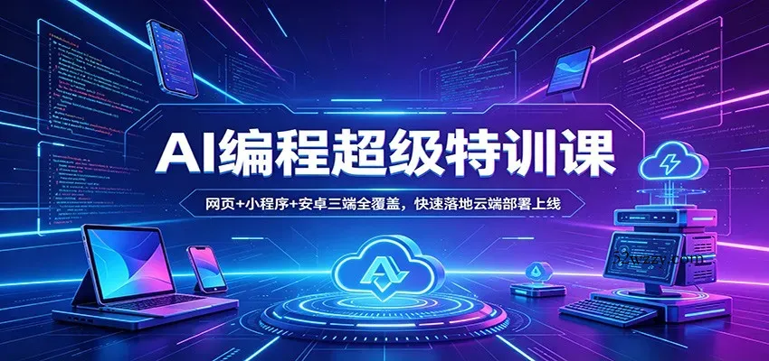 AI编程超级特训课：网页+小程序+安卓三端全覆盖，快速落地云端部署上线-微众资源