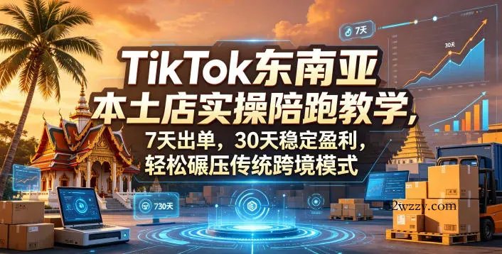 TikTok东南亚本土店实操陪跑教学，7天出单，30天稳定盈利，轻松碾压传统跨境模式-微众资源