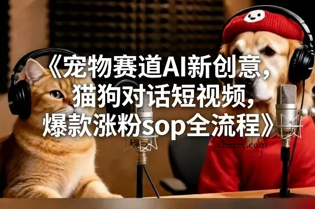 宠物赛道AI新创意，猫狗对话短视频，爆款涨粉sop全流程-微众资源