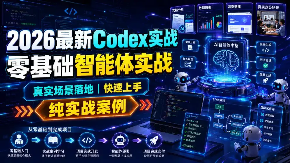 2026最新Codex实战零基础智能体实战,真实场景落地,快速上手,纯实战案例-微众资源
