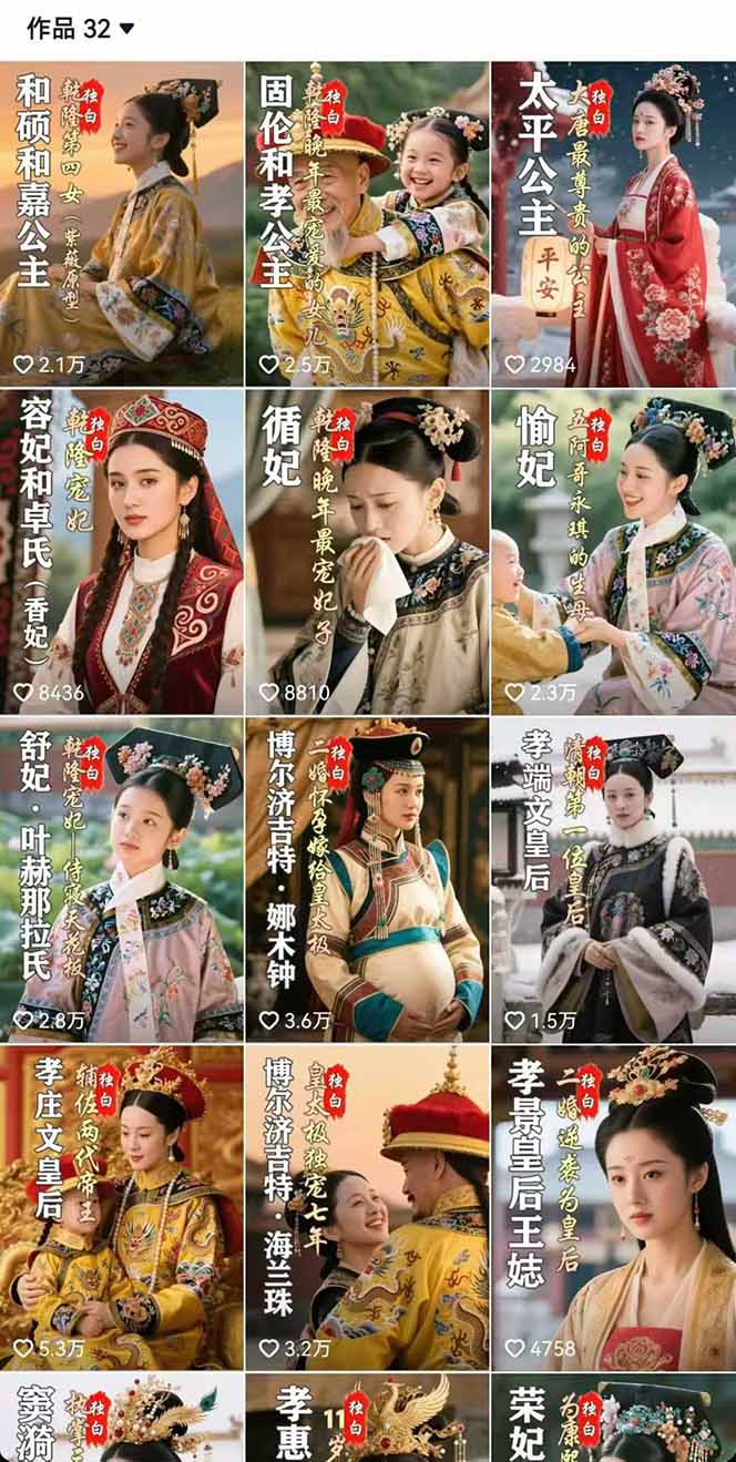 历史女性人物创作课：独白文案+AI克隆+蒙版剪辑，3个月涨粉22w+副业月入3w-微众资源