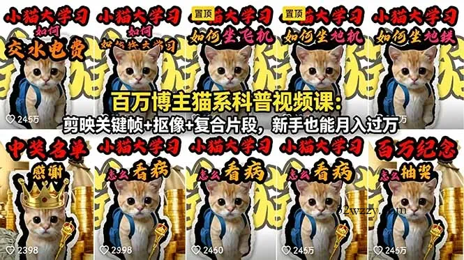 百万博主猫系科普视频课:剪映关键帧+抠像+复合片段,新手也能月入过万-微众资源