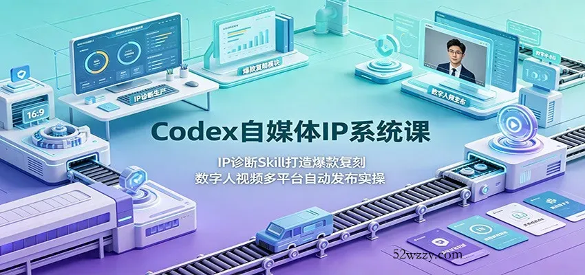 Codex自媒体IP系统课：IP诊断Skill打造爆款复刻，数字人视频多平台自动发布实操-微众资源