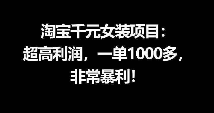 淘宝千元女装项目：超高利润，一单1000多，非常暴利-微众资源