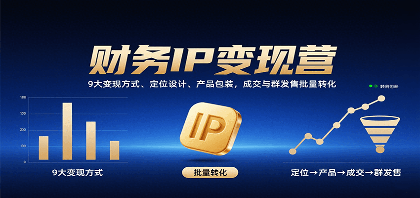 财务IP变现营：9大变现方式、定位设计、产品包装，成交与群发售批量转化-微众资源