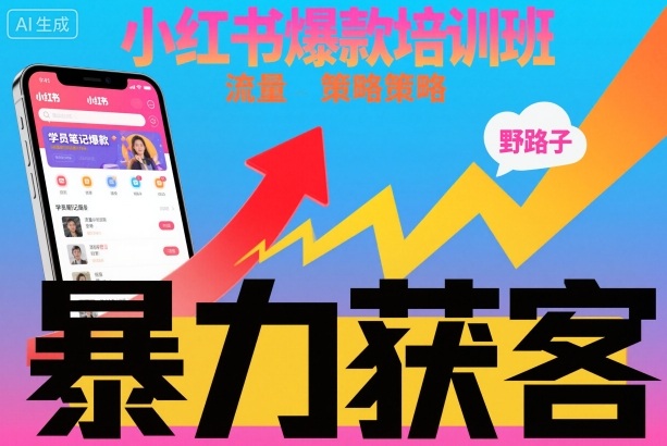 小红书爆款培训班，小红书获客野路子流量打法，暴力持续获客-微众资源