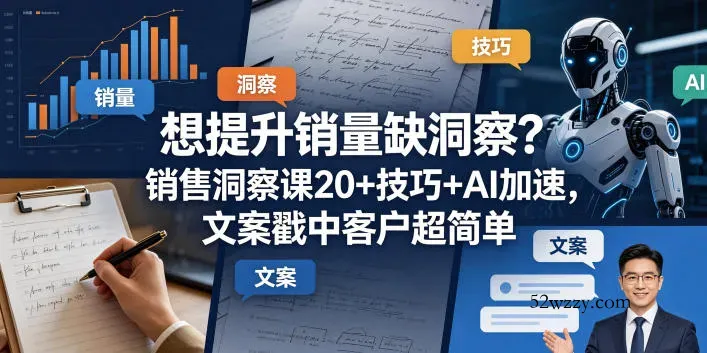 想提升销量缺洞察？销售洞察课20+技巧+AI加速，文案戳中客户超简单【原创双语字幕】-微众资源