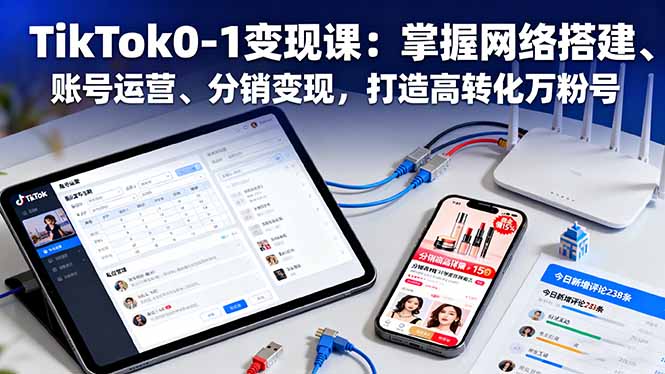 TikTok0-1变现课：掌握网络搭建、账号运营、分销变现，打造高转化万粉号-微众资源