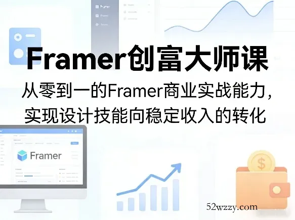 Framer创富大师课，从零到一的Framer商业实战能力，实现设计技能向稳定收入的转化-微众资源