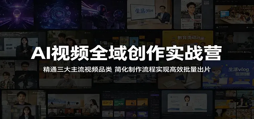AI视频全域创作实战营：精通三大主流视频品类，简化制作流程实现高效批量出片-微众资源