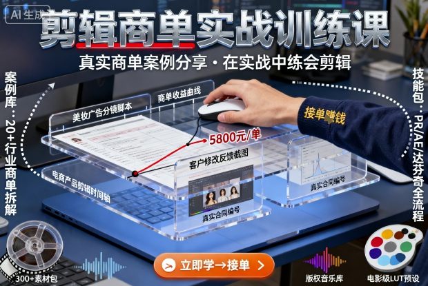 剪辑商单实战训练课，真实商单案例分享，在实战中练会剪辑-微众资源