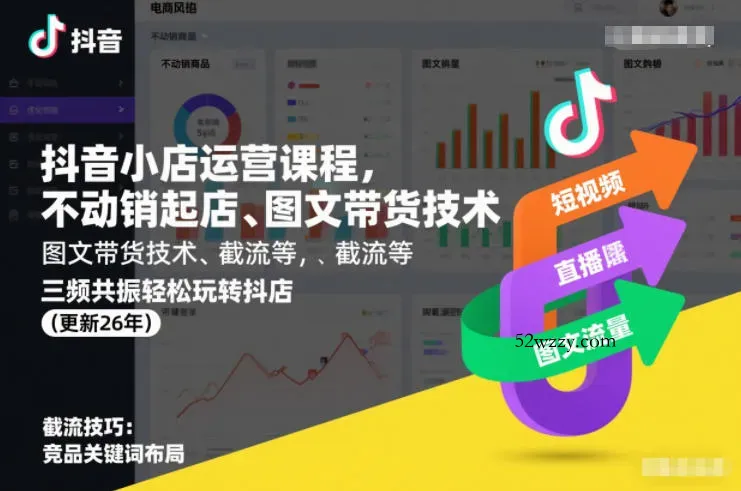 抖音小店运营课程，不动销起店、图文带货技术、截流等，三频共振轻松玩转抖店(更新26年)-微众资源