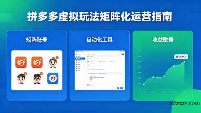 闭眼可复制的拼多多虚拟玩法，矩阵化运营，长期稳定日入 1000+-微众资源