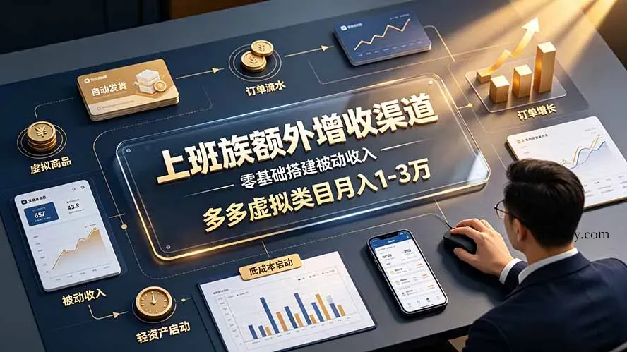 上班族额外增收渠道，零基础搭建被动收入，多多虚拟类目月入 1-3 万-微众资源
