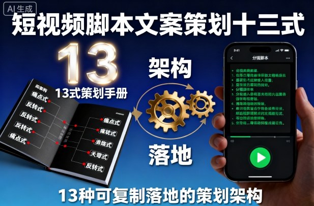 短视频脚本文案策划十三式，13种可复制落地的策划架构-微众资源