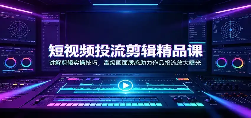 短视频投流剪辑精品课：讲解剪辑实操技巧，高级画面质感助力作品投流放大曝光-微众资源