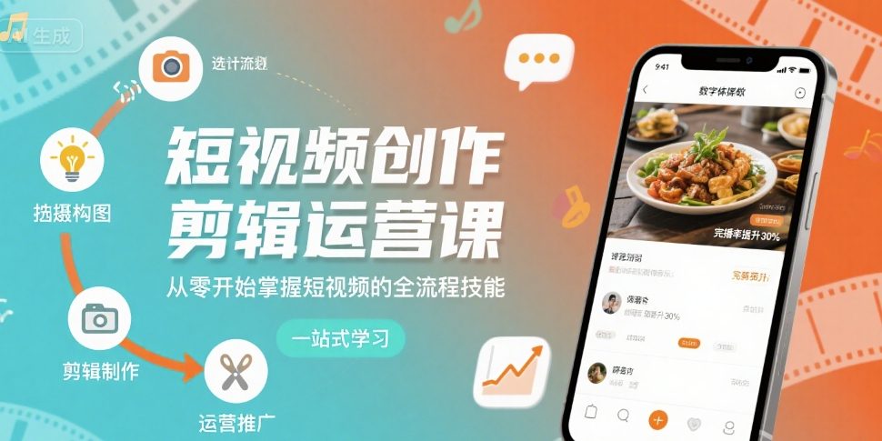 短视频创作剪辑运营课，从零开始掌握短视频的全流程技能-微众资源