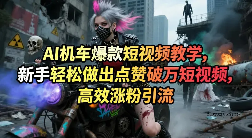 AI机车爆款短视频教学，新手轻松做出点赞破万短视频，高效涨粉引流-微众资源