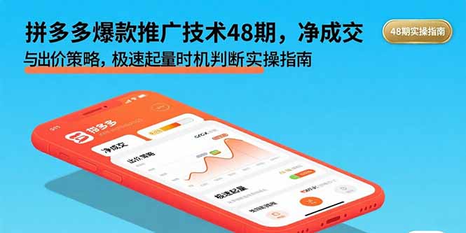 拼多多爆款推广技术48期，净成交与出价策略，极速起量时机判断实操指南-微众资源