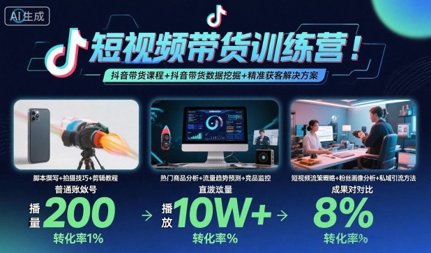 短视频带货训练营，抖音带货课程+抖音带货数据挖掘+精准获客解决方案-微众资源