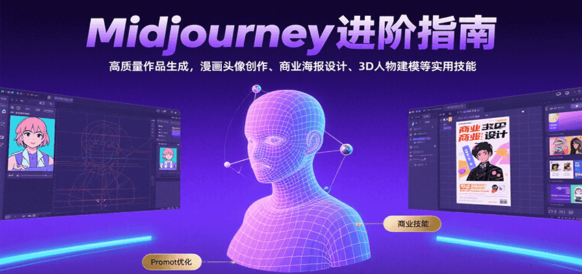 Midjourney进阶指南：高质量作品生成，漫画头像创作、商业海报设计、3D人物建模等-微众资源